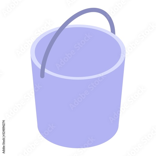 Metal bucket icon. Isometric of metal bucket vector icon for web design isolated on white background