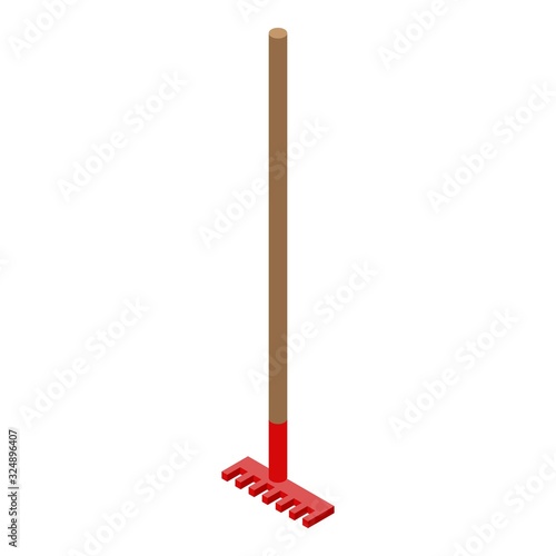 Farm rake icon. Isometric of farm rake vector icon for web design isolated on white background