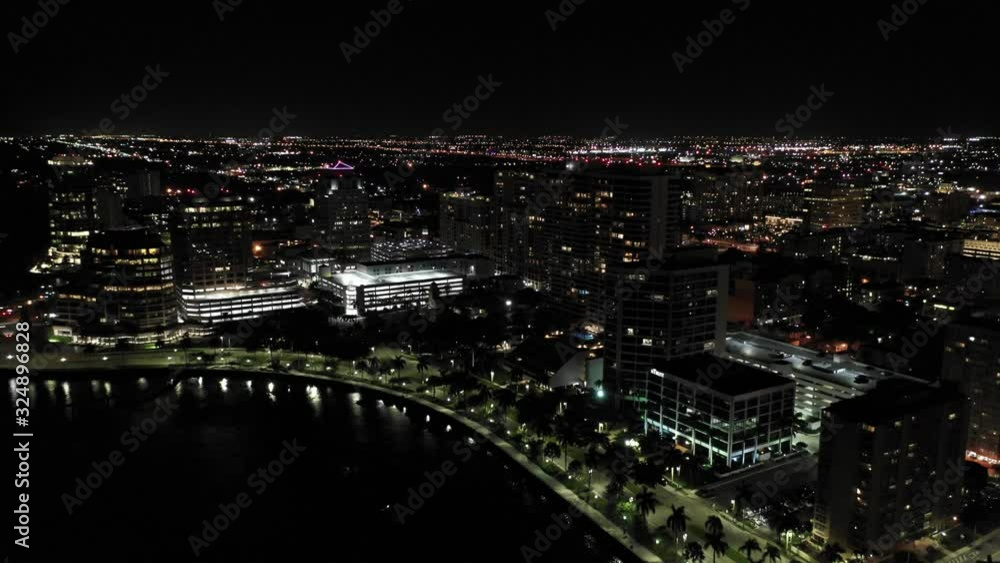 Night video West Palm Beach FL approaching Flagler Drive Night video West Palm Beach FL approaching Flagler Drive