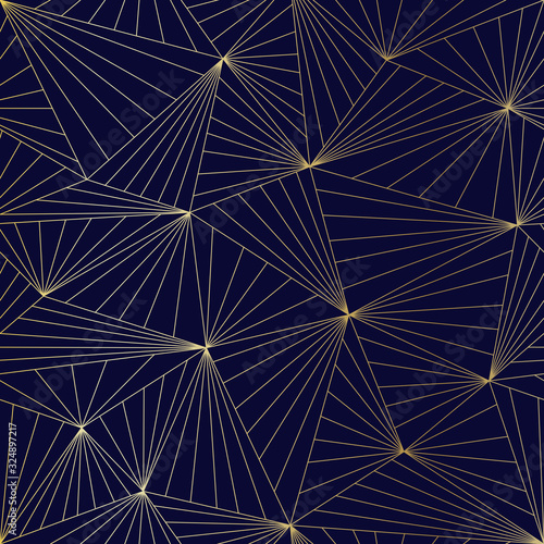Fototapeta Naklejka Na Ścianę i Meble -  Golden seamless geometric premium pattern. Vector illustration for wrapping paper, fabric, background