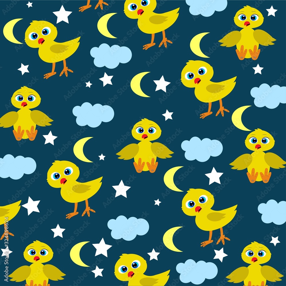 Obraz premium cute easter chicken illustration pattern