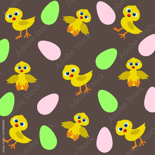 cute easter chicken illustration pattern © lillyrosy