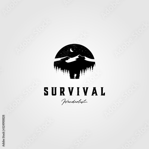 vintage survival adventure logo outdoor vector illustration design