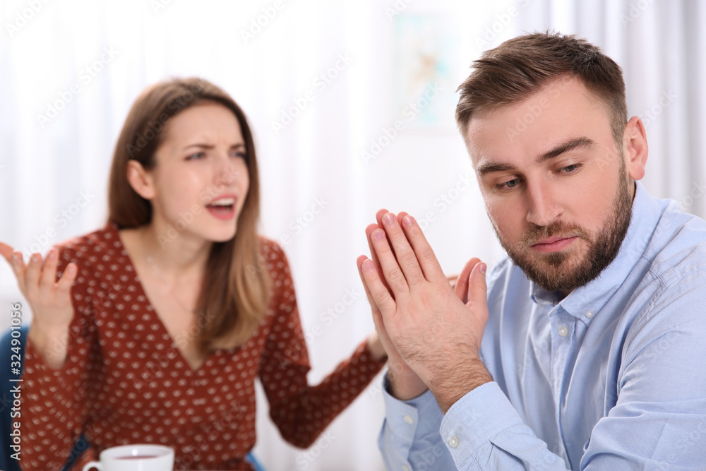Couple having quarrel in cafe. Relationship problems Couple having quarrel in cafe. Relationship problems