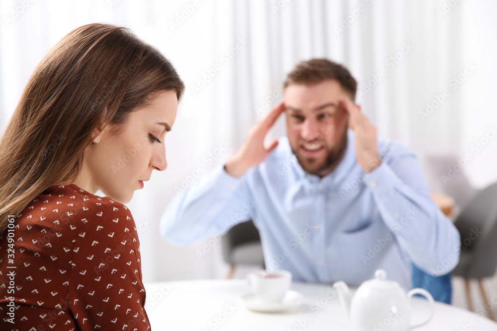Couple having quarrel in cafe. Relationship problems Couple having quarrel in cafe. Relationship problems
