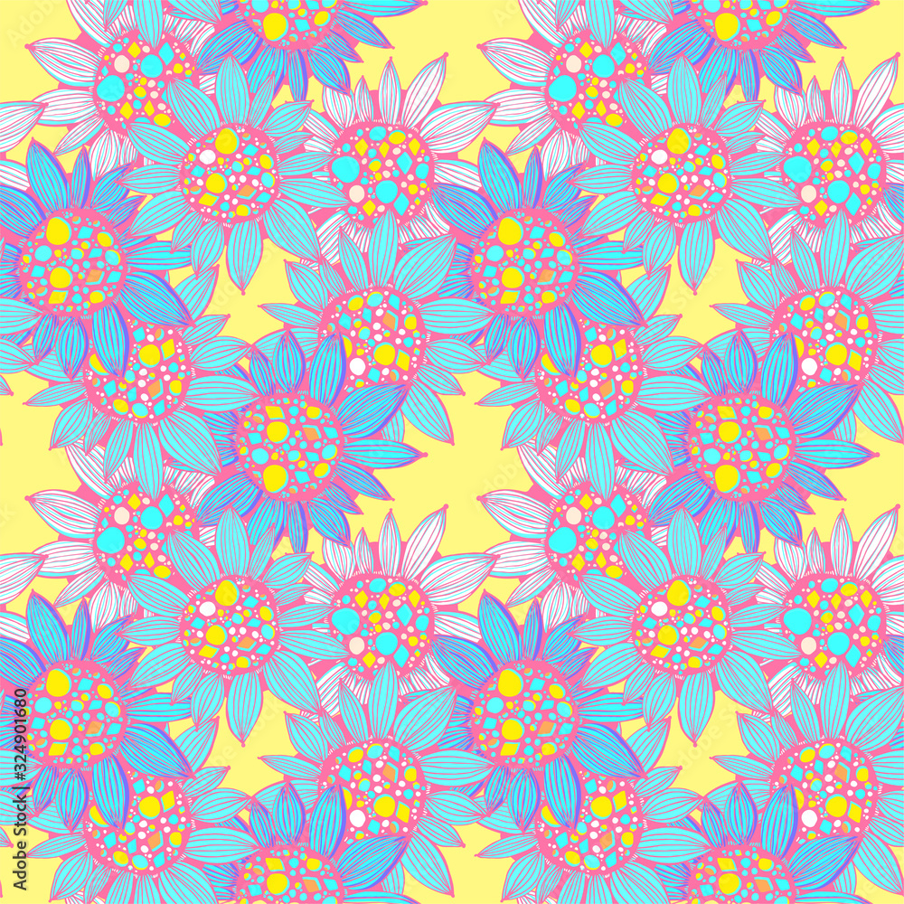 Nature seamless pattern background fantasy Sunflower plant. Nature seamless pattern background fantasy Sunflower plant.