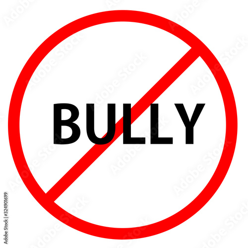 Free Download Text bullying is in red circle With red line projected through the circle., Stop bullying - GFXLoad