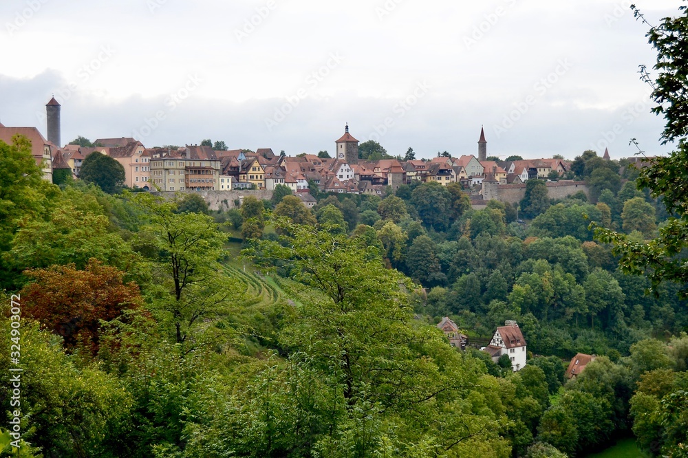 Skyline of medieval german town of Rothenburg ob der Tauber 
