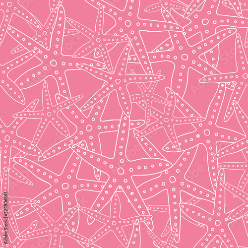 Vector pink starfish texture seamless pattern background