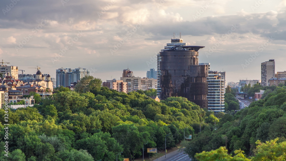 Panorama of Kiev city center timelapse hyperlapse, Ukraine