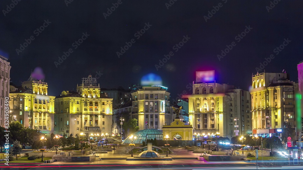 Maidan square by night timelapse hyperlapse, Kiev, Ukraine Maidan square by night timelapse hyperlapse, Kiev, Ukraine
