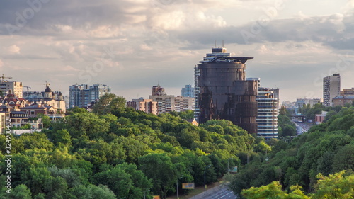 Panorama of Kiev city center timelapse hyperlapse  Ukraine