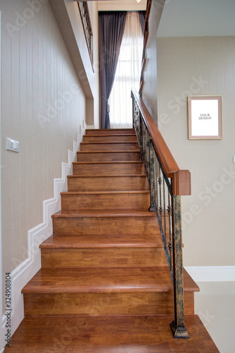 Brown american style stair room
