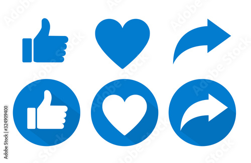 Repost, heart, like social icon