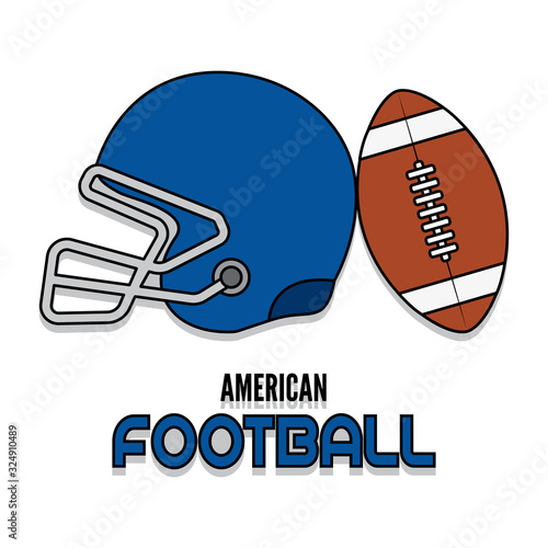 Helmet and american football ball