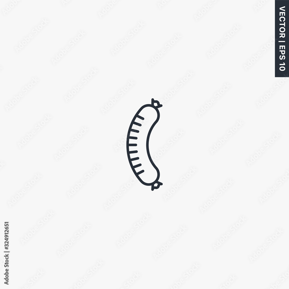 Meat sausage, linear style sign for mobile concept and web design Meat sausage, linear style sign for mobile concept and web design