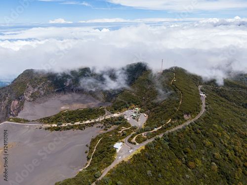 Beautiful aerial view of the Irazu Volcano in Costa Rica 