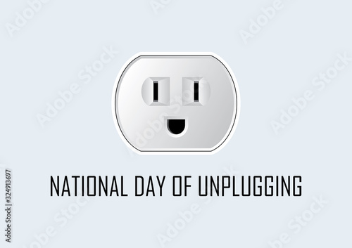National Day of Unplugging vector. Usa electric socket. Electric power. Digital detox from technology. Happy electric plug vector. Important day