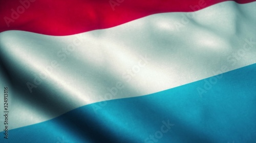 Luxembourg flag waving in the wind. National flag of Luxembourg. 3d rendering