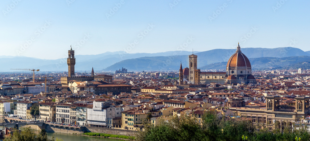 florence panorama with chathedral and signoria building