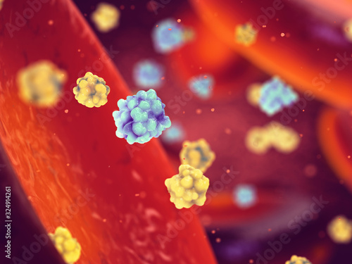 Fotografie Glucose and insulin molecules in the blood, Diabetes is a metabolic disorder cau