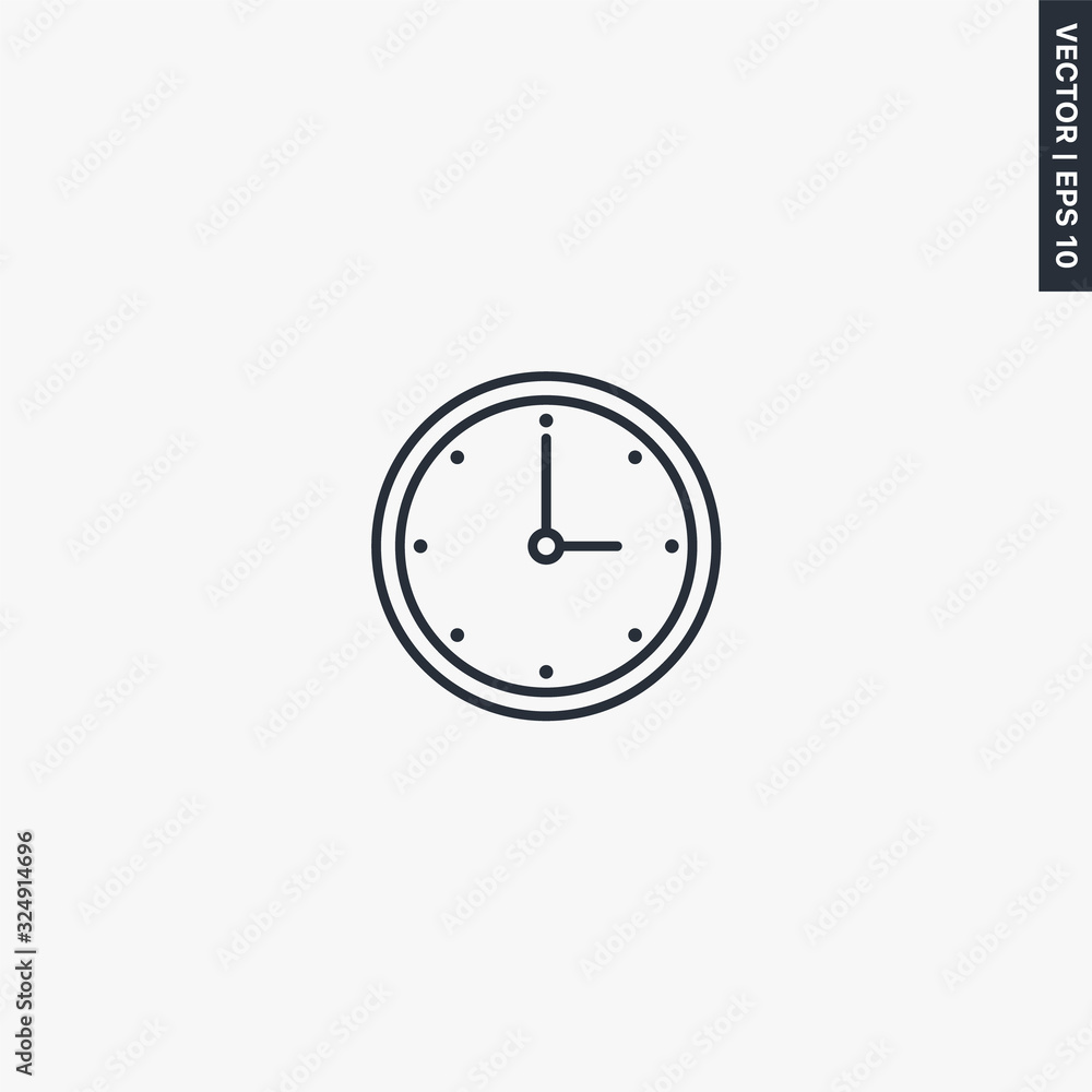 Wall clock, linear style sign for mobile concept and web design Wall clock, linear style sign for mobile concept and web design
