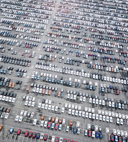 Rows of new cars in the parking lot