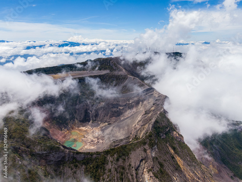Beautiful aerial view of the Irazu Volcano in Costa Rica 