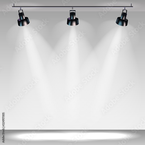 stage with spotlights, professional light.
