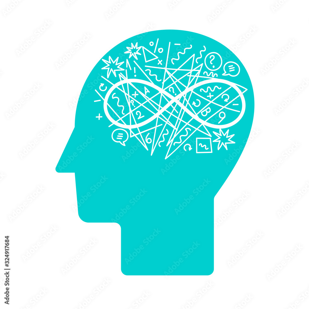 Brainstorm illustration. Thinking process and brain activity concept. Flat design. Brainstorm illustration. Thinking process and brain activity concept. Flat design.