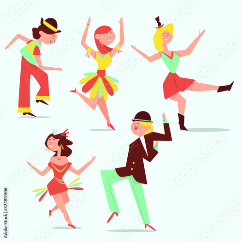 people dancing illustration collection. flat design illustration