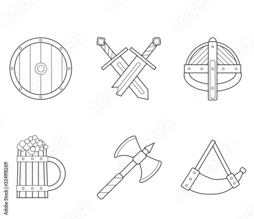 viking vector icons set