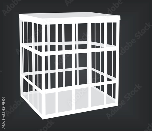 White cage metal bars. vector illustration