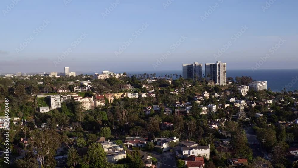Wide aerial, Santa Monica coastal cityscape Wide aerial, Santa Monica coastal cityscape