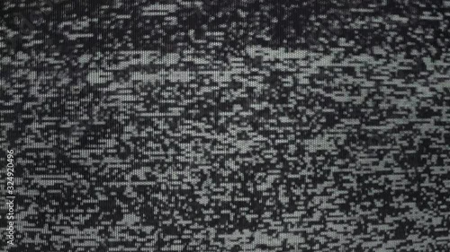 Static noise on a TV-display with no signal. VHS defects, TV noise, monitor artifacts, real glitches.