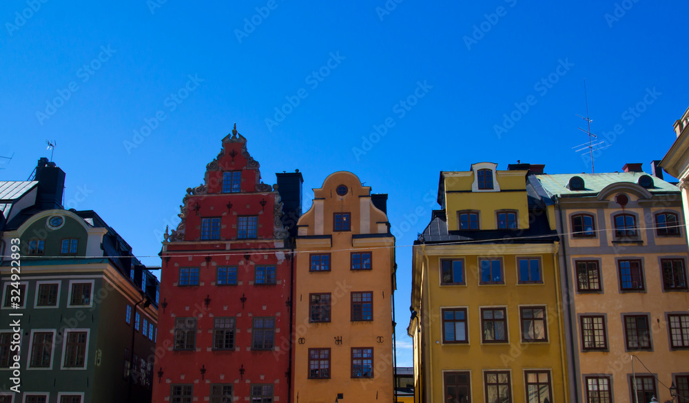 Beautiful houses in old town in Stockholm,Sweden