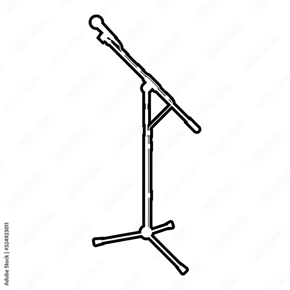 Stand microphone Sound recording equipment Racks for mic icon outline black color vector illustration flat style image Stand microphone Sound recording equipment Racks for mic icon outline black color vector illustration flat style image