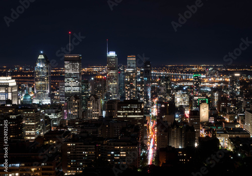 city of montreal at night. viewpoint of the city of montreal