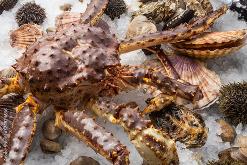 king crab with urchins and scallops
