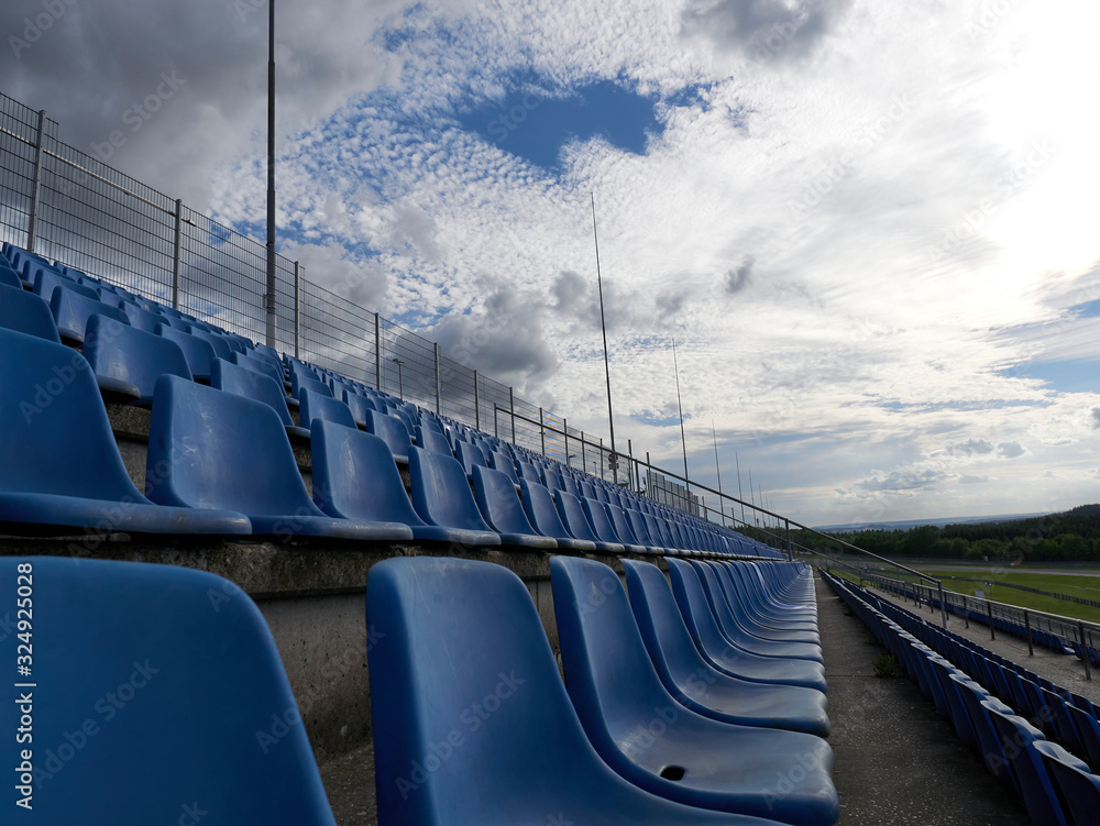 Fototapeta premium Rows of seats at the Nürburgring for the spectators