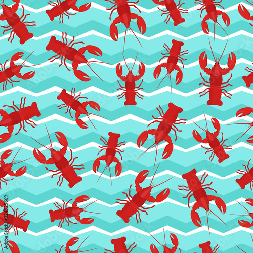 Cancer animal pattern. Lobster pattern for fabric design. Lobster background. crayfish pattern. Sea animals background