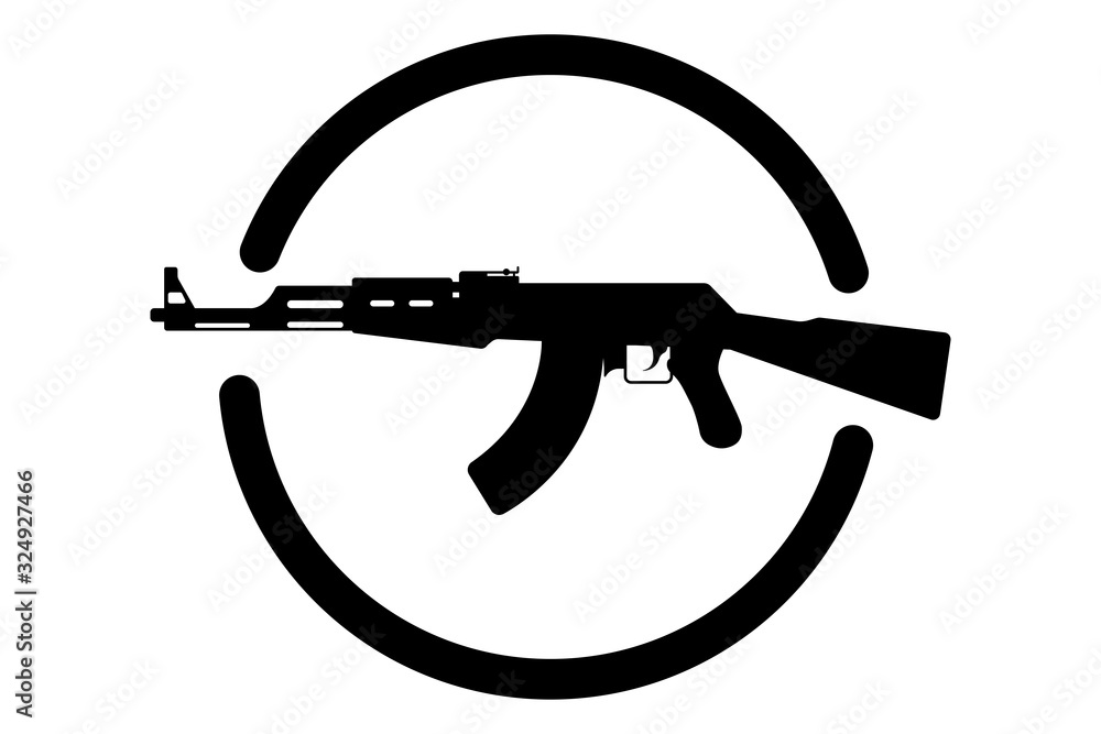 AK 47 emblem. Vector icon of a Kalashnikov assault rifle Stock Vector