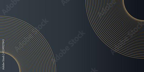 Gold Black Circle Triangle Line Dot Pattern Background for Presentation Design.