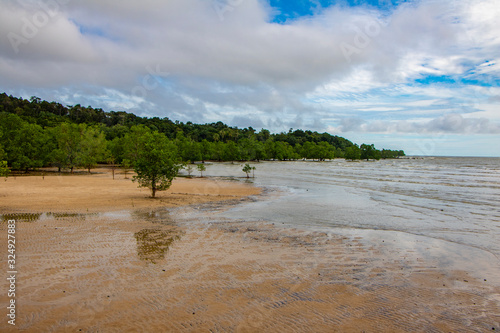 Beautiful coastline in Kuching, Borneo Island. vacation holiday concept background wallpaper. Tropical beach