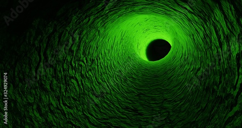 3d of dark green pipe inside