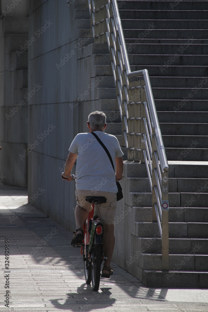 Biker in an urban environment