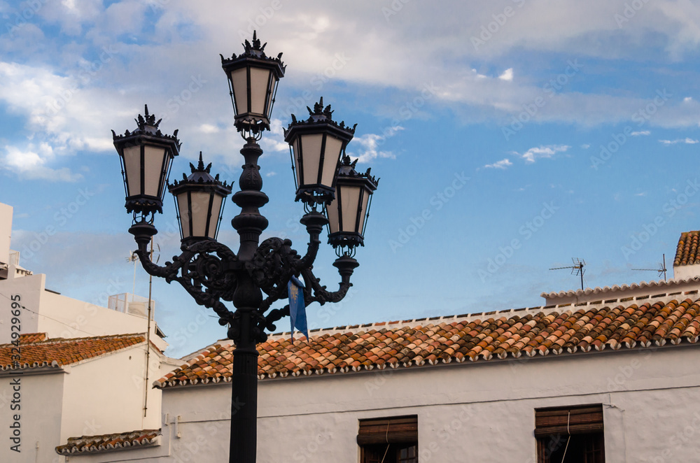 Ornate classic streetlights of the streets of the town of Mijas, Malaga
