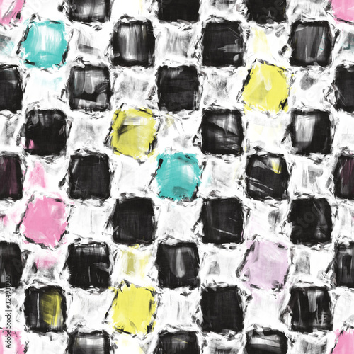 Seamless painterly artistic abstract texture. Imperfect brush stroke pattern background. Organic camo distorted melange layered paint all over print. Distressed grunge modern graphic design swatc