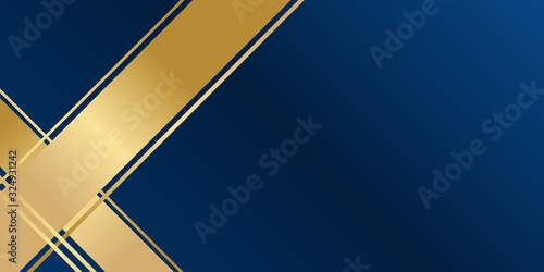 Modern geometric luxury card template for business or presentation with golden sloping lines on a dark blue background.