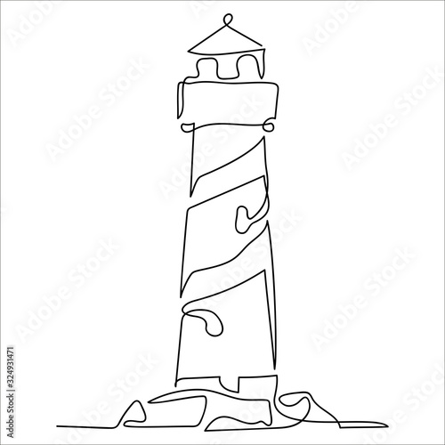 Lighthouse one line art